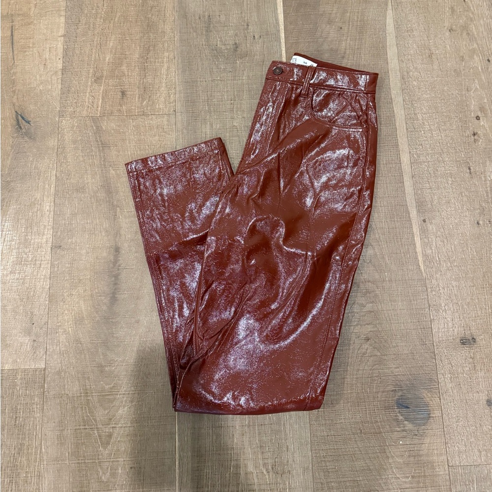 Abercrombie & Fitch vegan leather pants (brown)